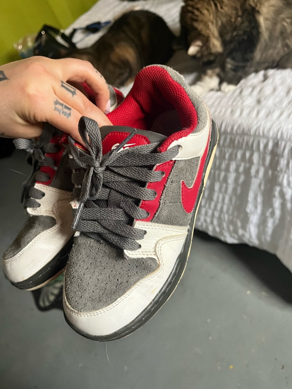 Kids Gray and Red Athletic Sneakers